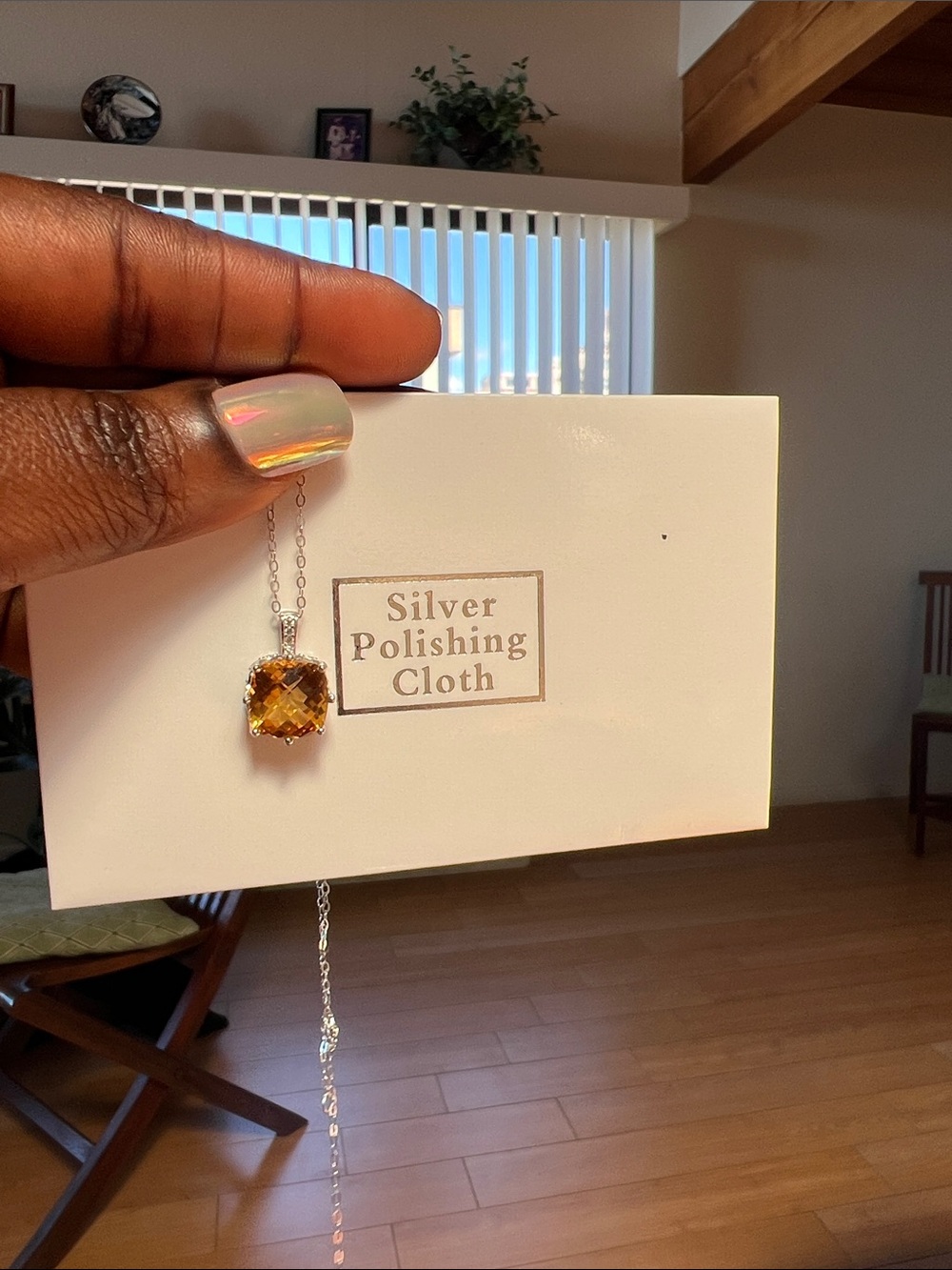 Women's Citrine Pendant Necklace - Yellow Gemstone on S925